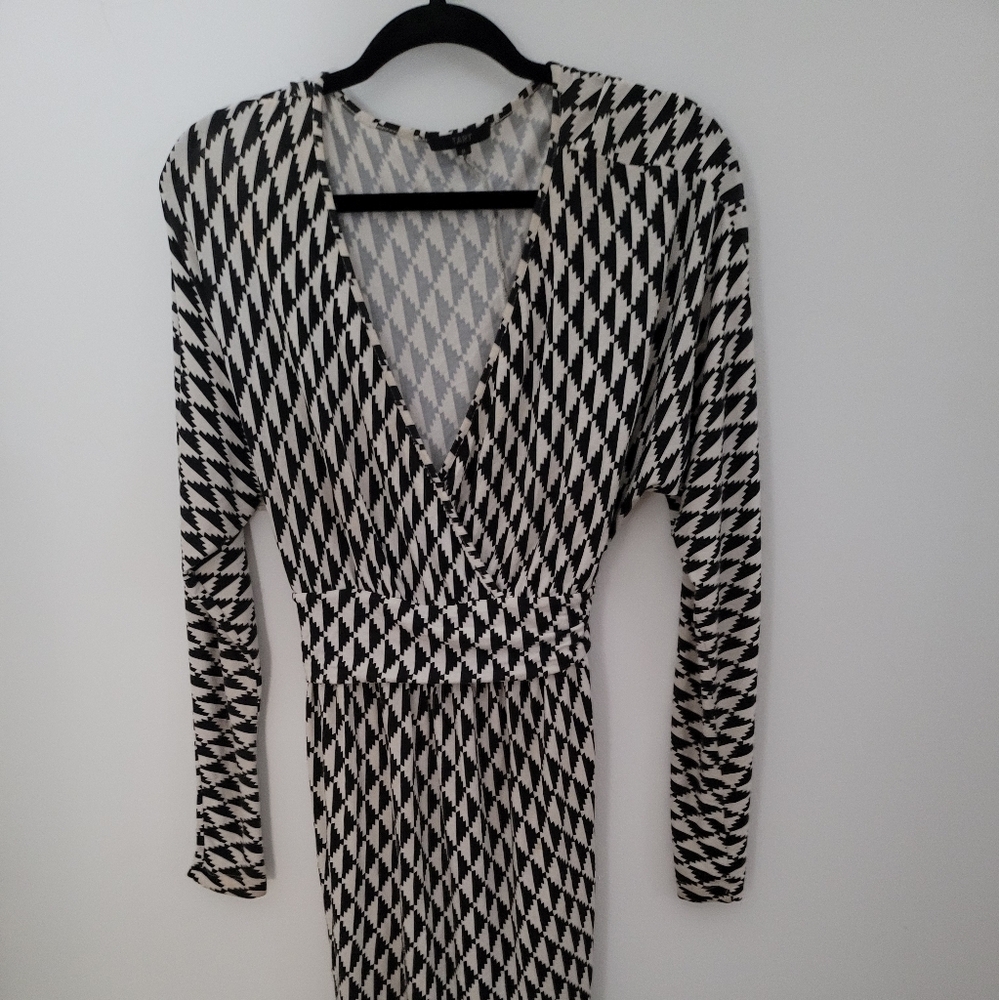 TART wrap dress black white geometric